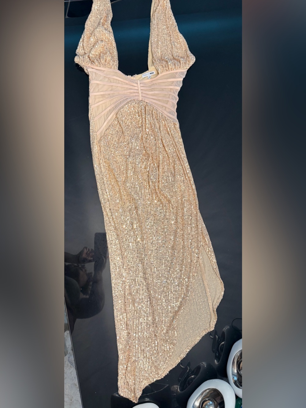 Fashion Nova Gold Sequin Party Dress